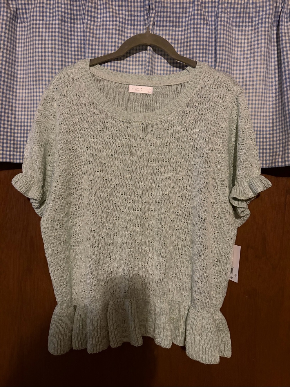 Light Mint Ruffle-Hem Knit Top - Lauren Conrad Size XL